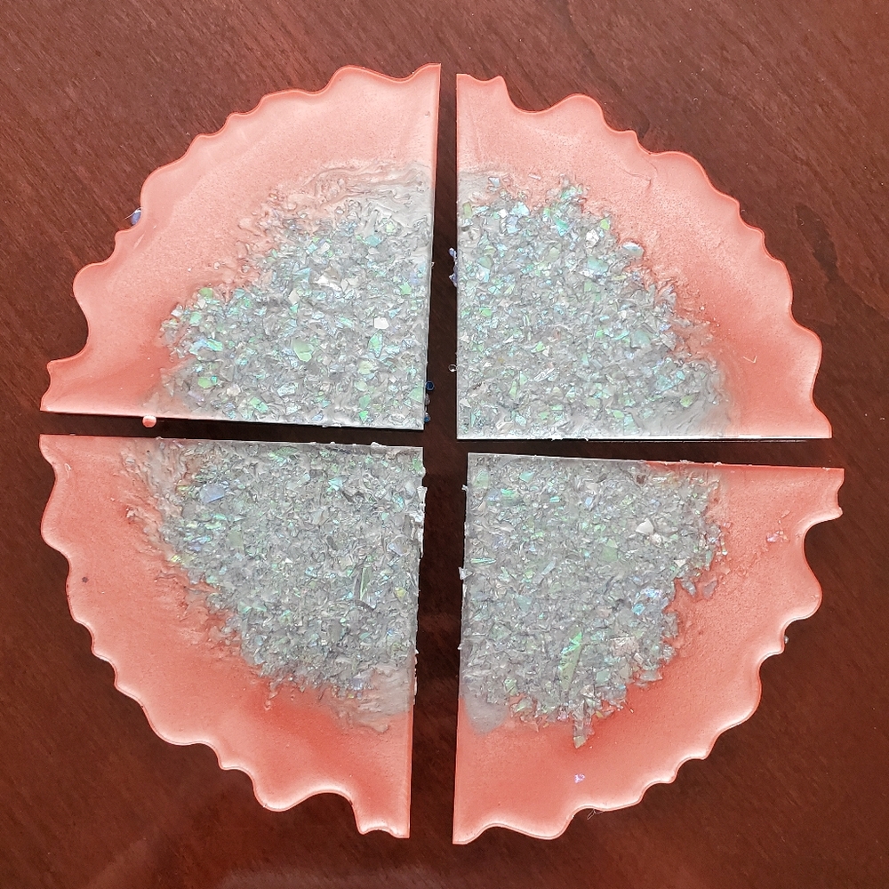 Handmade Resin 4 piece Coral Elegance Coasters